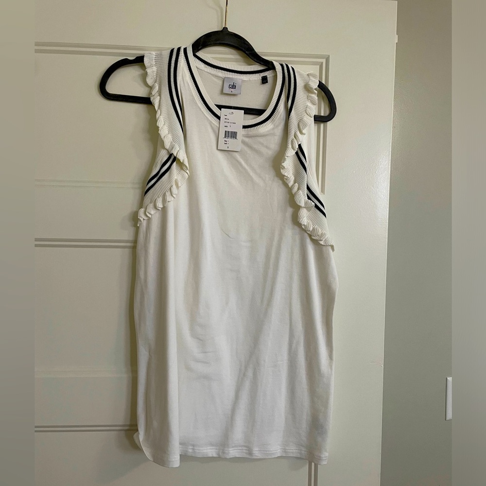 Cabi black and white NEW WITH TAG flutter sleeve